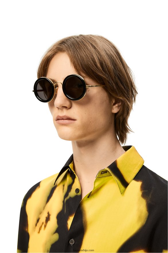 Loewe Жене округле сунчане наочаре од ацетата црно злато HJTY1494