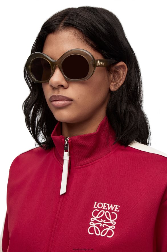 Loewe Жене наочаре за сунце у облику полумесеца од ацетата каки зелена HJTY1497