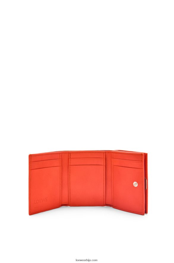 Loewe Жене анаграм троструки новчаник од телеће коже шљунчаног зрна излазак сунца наранџаста HJTY1204