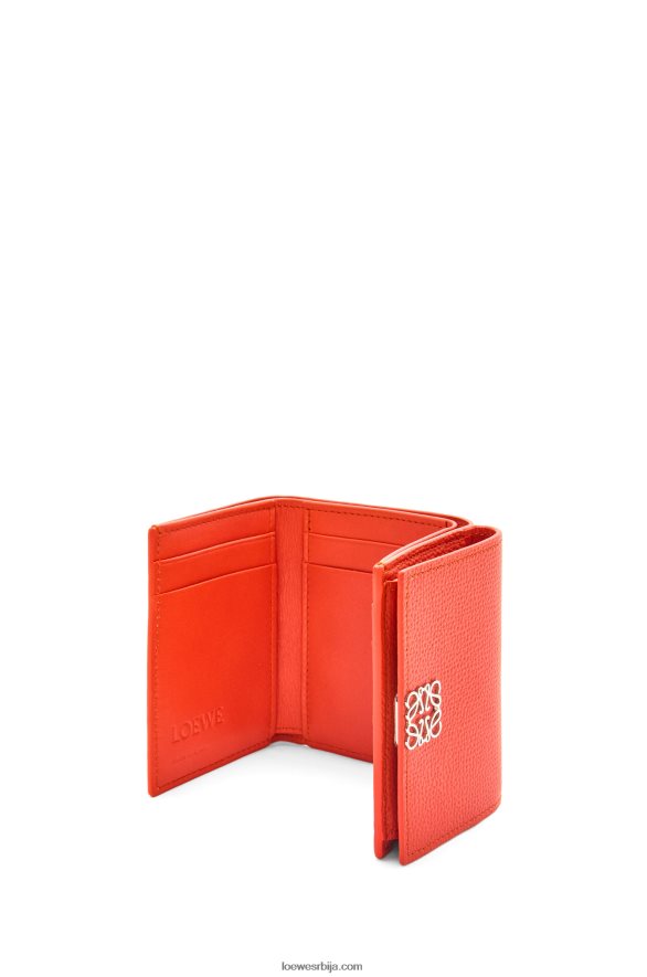Loewe Жене анаграм троструки новчаник од телеће коже шљунчаног зрна излазак сунца наранџаста HJTY1204