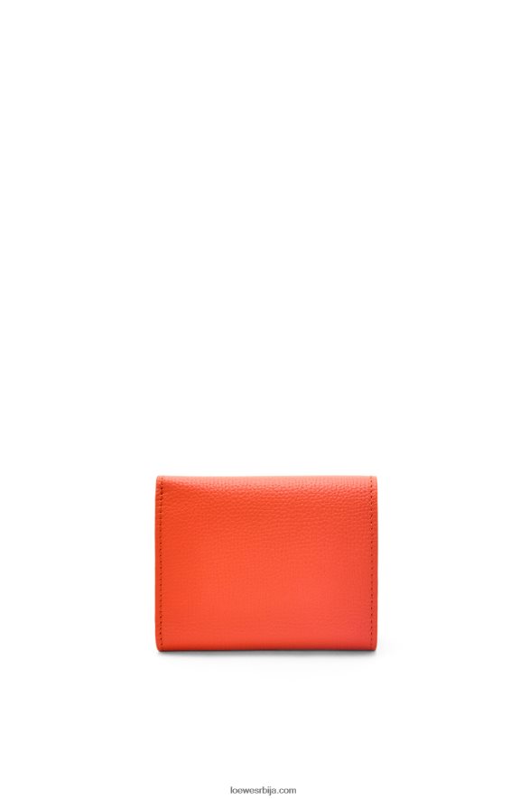Loewe Жене анаграм троструки новчаник од телеће коже шљунчаног зрна излазак сунца наранџаста HJTY1204