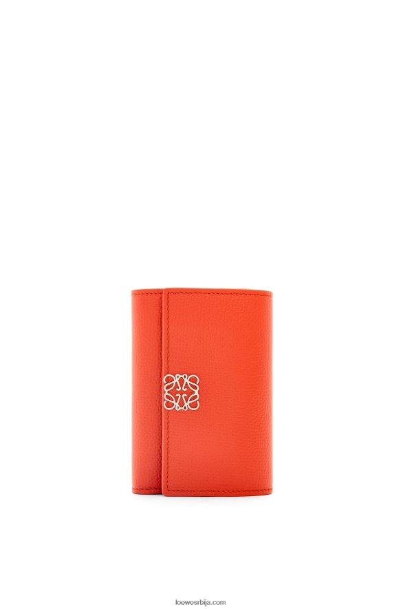 Loewe Жене анаграм мали вертикални новчаник од телеће коже шљунчаног зрна излазак сунца наранџаста HJTY1205