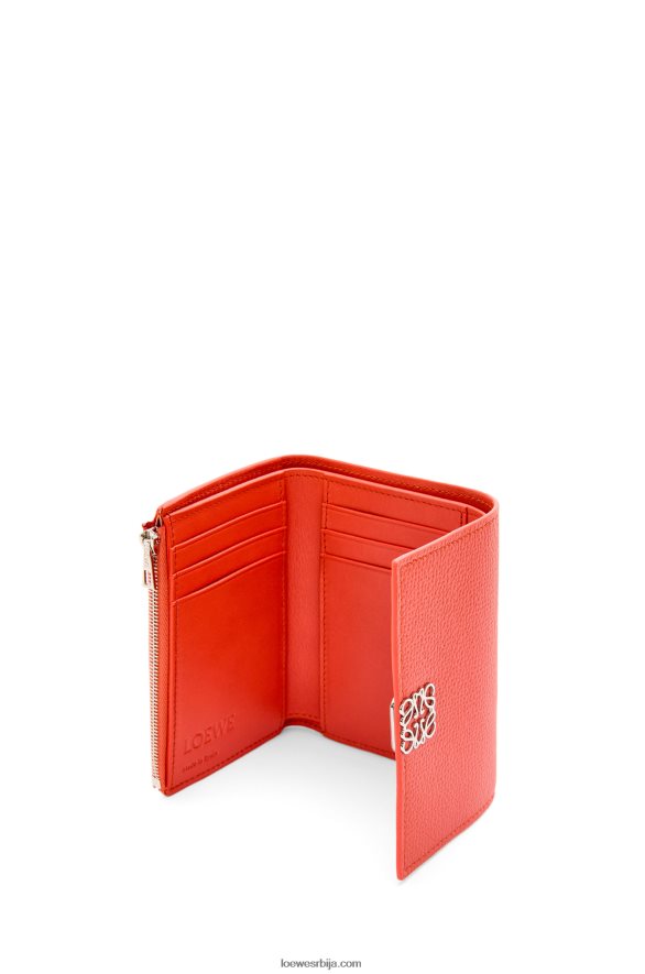 Loewe Жене анаграм мали вертикални новчаник од телеће коже шљунчаног зрна излазак сунца наранџаста HJTY1205