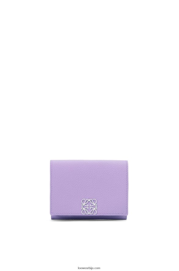 Loewe Жене анаграм троструки новчаник од телеће коже шљунчаног зрна светло љубичаста HJTY1235