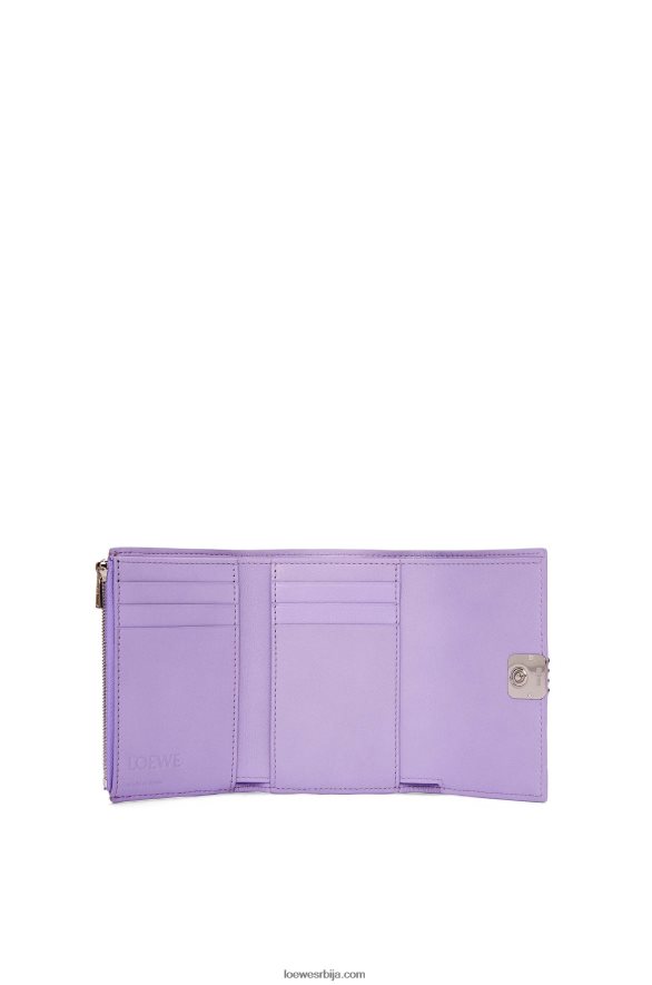 Loewe Жене анаграм мали вертикални новчаник од телеће коже шљунчаног зрна светло љубичаста HJTY1237