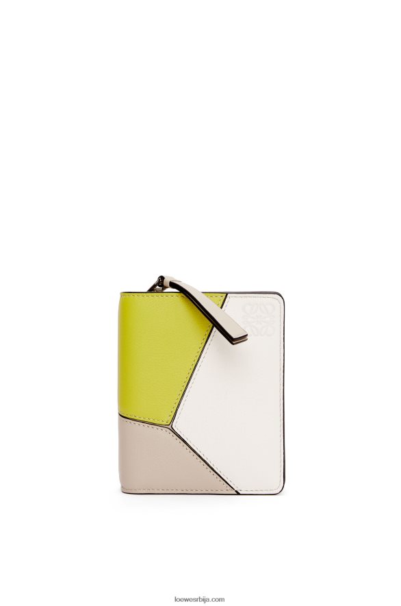 Loewe Жене пуззле компактни новчаник са патент затварачем од класичне телеће коже лимето жута/светла зоб HJTY1262