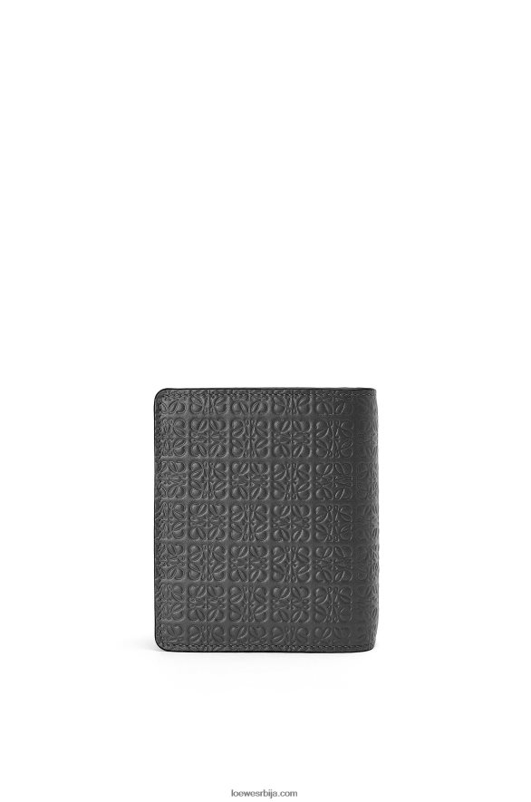 Loewe Жене компактни новчаник са патент затварачем од рељефне свилене телеће коже црн HJTY1275