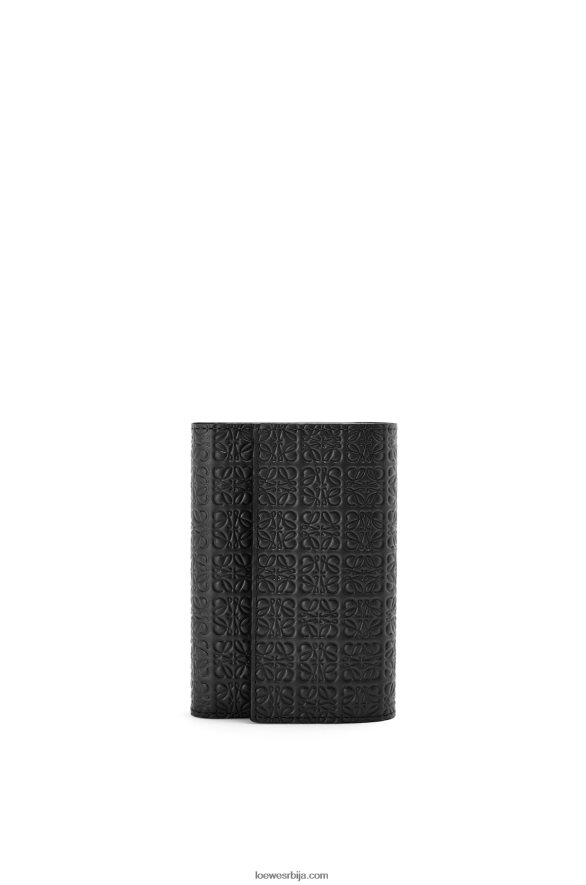 Loewe Жене поновите мали вертикални новчаник од рељефне свилене телеће коже црн HJTY1276