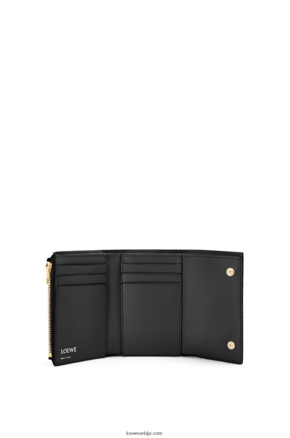 Loewe Жене поновите мали вертикални новчаник од рељефне свилене телеће коже црн HJTY1276