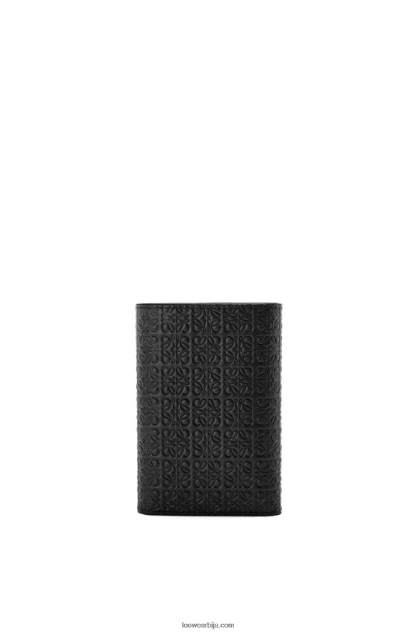 Loewe Жене поновите мали вертикални новчаник од рељефне свилене телеће коже црн HJTY1276