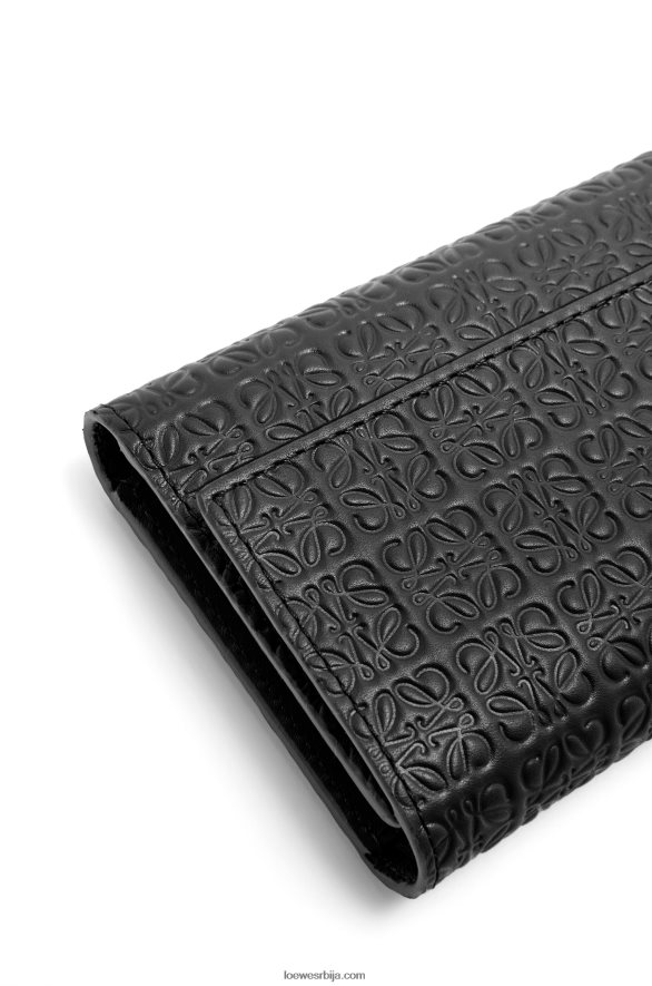 Loewe Жене поновите мали вертикални новчаник од рељефне свилене телеће коже црн HJTY1276