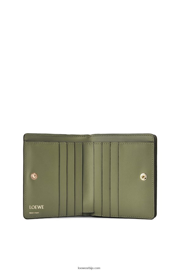 Loewe Жене компактни новчаник са патент затварачем од рељефне свилене телеће коже зелени авокадо HJTY1278