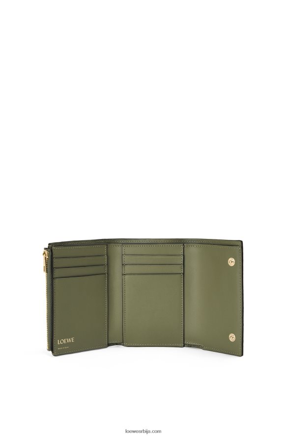 Loewe Жене поновите мали вертикални новчаник од рељефне свилене телеће коже зелени авокадо HJTY1279