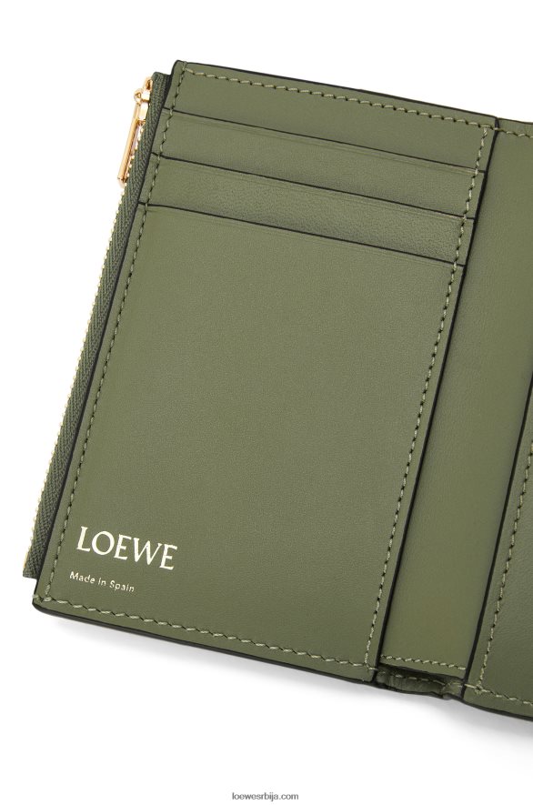 Loewe Жене поновите мали вертикални новчаник од рељефне свилене телеће коже зелени авокадо HJTY1279