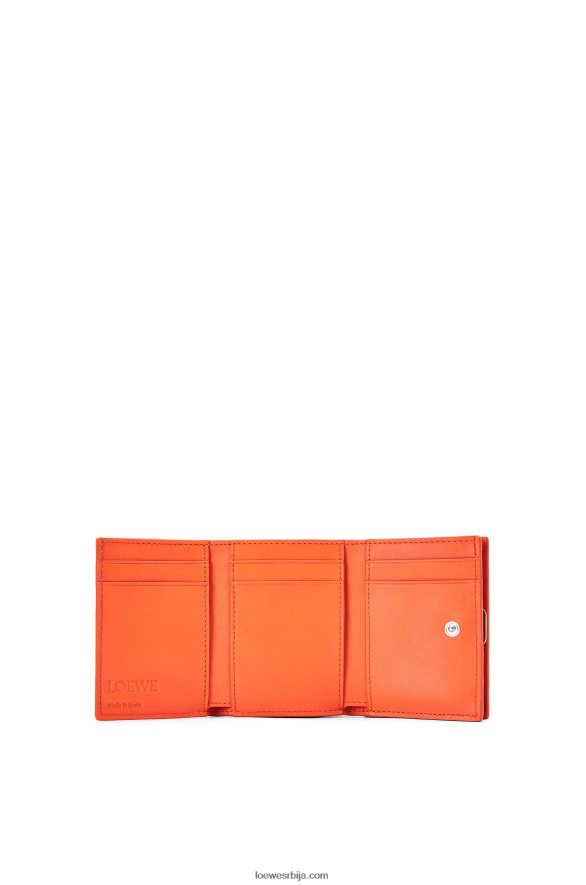 Loewe Жене анаграм троструки новчаник од телеће коже шљунчаног зрна наранџаста HJTY1293
