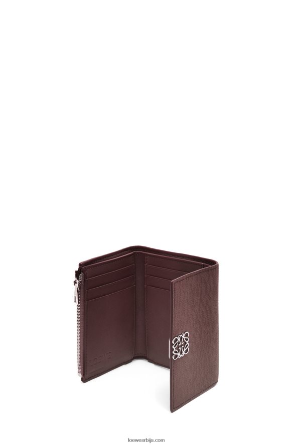 Loewe Жене анаграм мали вертикални новчаник од телеће коже шљунчаног зрна бордо HJTY1297
