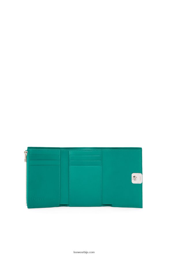 Loewe Жене анаграм мали вертикални новчаник од телеће коже шљунчаног зрна смарагдно зелена HJTY1318