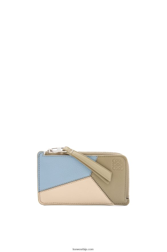 Loewe Жене слагалица држач картице од класичне телеће коже прашњаво плава/зелена жалфија HJTY1325