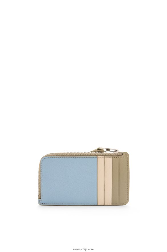 Loewe Жене слагалица држач картице од класичне телеће коже прашњаво плава/зелена жалфија HJTY1325