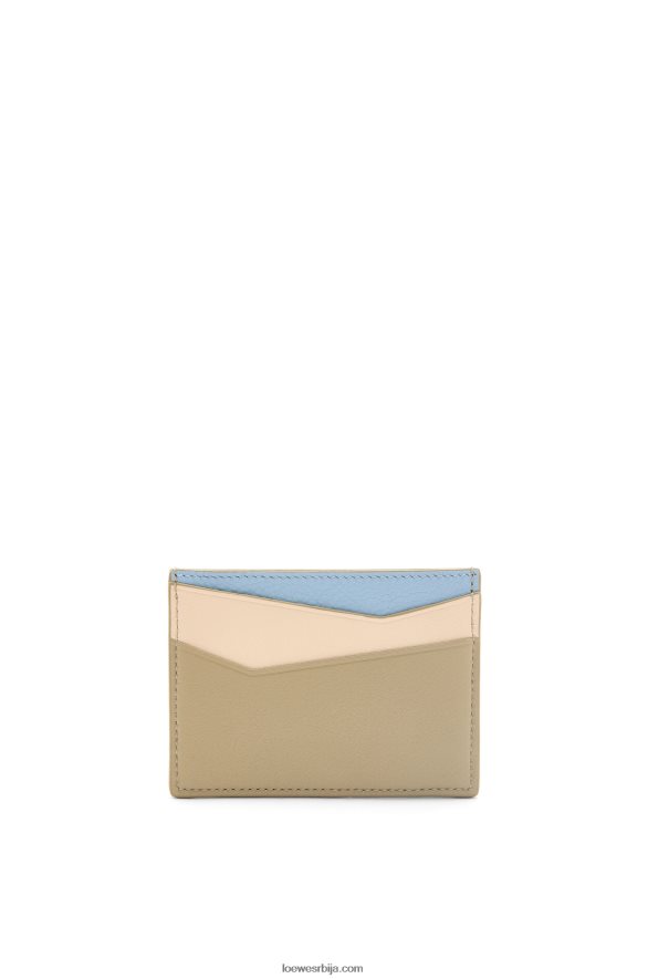 Loewe Жене пуззле обичан држач картице од класичне телеће коже прашњаво плава/зелена жалфија HJTY1327
