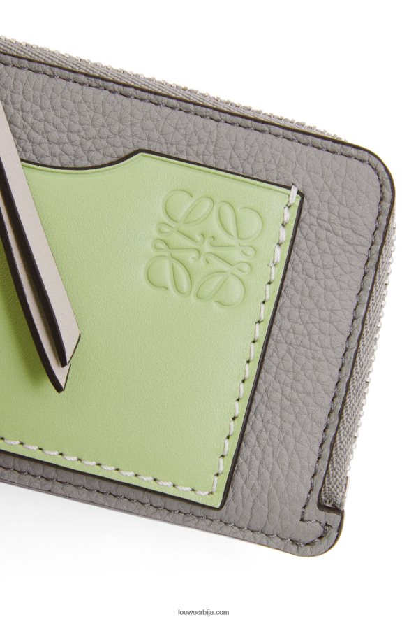 Loewe Жене држач картице за новчиће од мекане телеће коже бисерно сива/светло бледо зелена HJTY1336