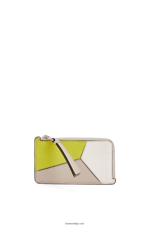 Loewe Жене слагалица држач картице од класичне телеће коже лимето жута/светла зоб HJTY1347