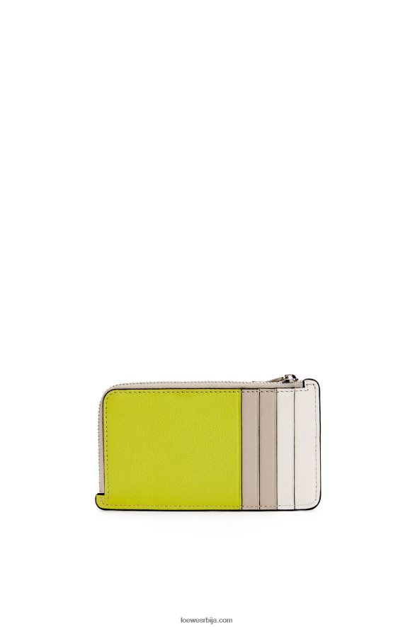 Loewe Жене слагалица држач картице од класичне телеће коже лимето жута/светла зоб HJTY1347