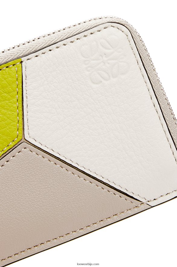 Loewe Жене слагалица држач картице од класичне телеће коже лимето жута/светла зоб HJTY1347