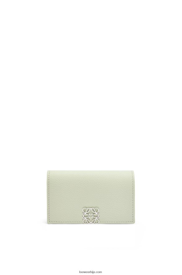 Loewe Жене држач визит карте анаграм од телеће коже од шљунчаног зрна светли селадон HJTY1350