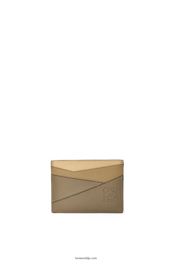 Loewe Жене пуззле обичан држач картице од класичне телеће коже глина зелена / путер HJTY1362