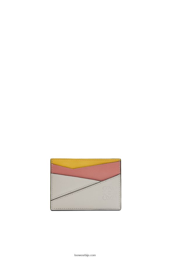 Loewe Жене пуззле обичан држач картице од класичне телеће коже дух / цвет брескве HJTY1364