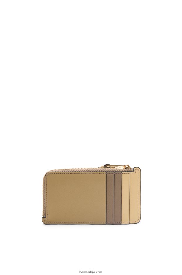 Loewe Жене слагалица држач картице од класичне телеће коже глина зелена / путер HJTY1369