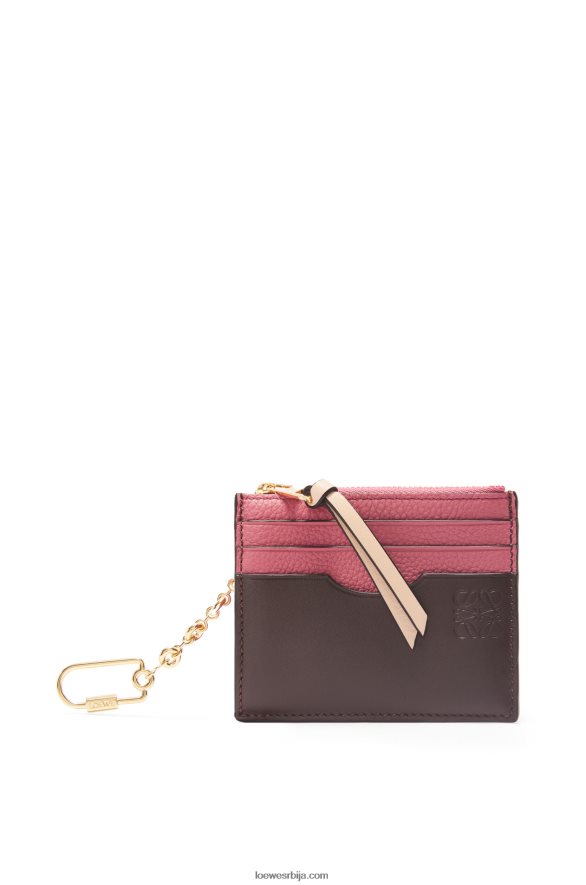 Loewe Жене квадратни држач картице од мекане телеће коже са ланцем шљива/чоколада HJTY1379