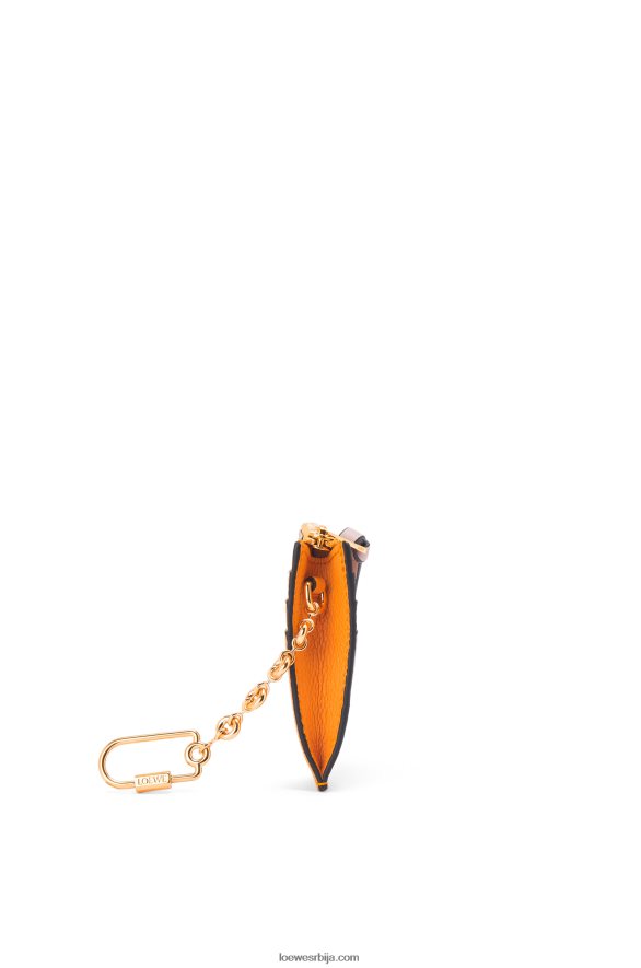 Loewe Жене квадратни држач картице од мекане телеће коже са ланцем мандарина/корални гребен HJTY1380