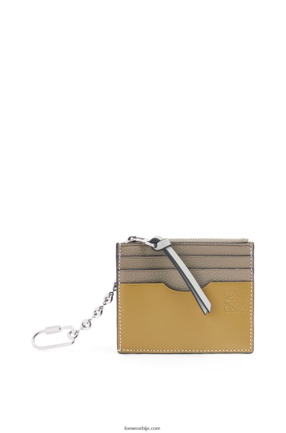 Loewe Жене квадратни држач картице од мекане телеће коже са ланцем ловор зелено/окер HJTY1382
