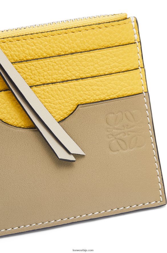 Loewe Жене квадратни држач картице од мекане телеће коже са ланцем жуто / глинено зелено HJTY1383