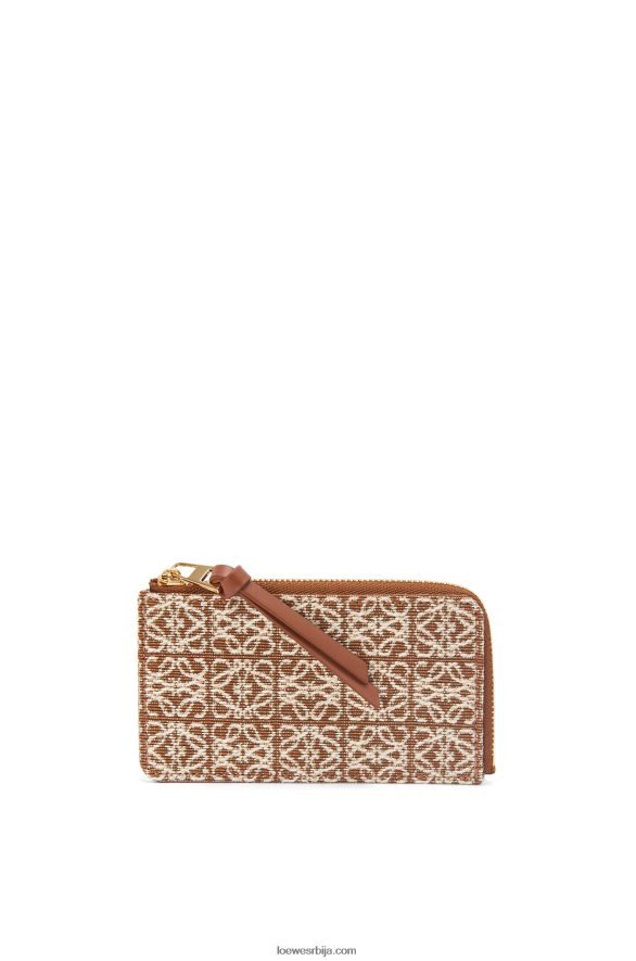 Loewe Жене држач картице за новчиће од жакарда и телеће коже тан/пецан HJTY1389