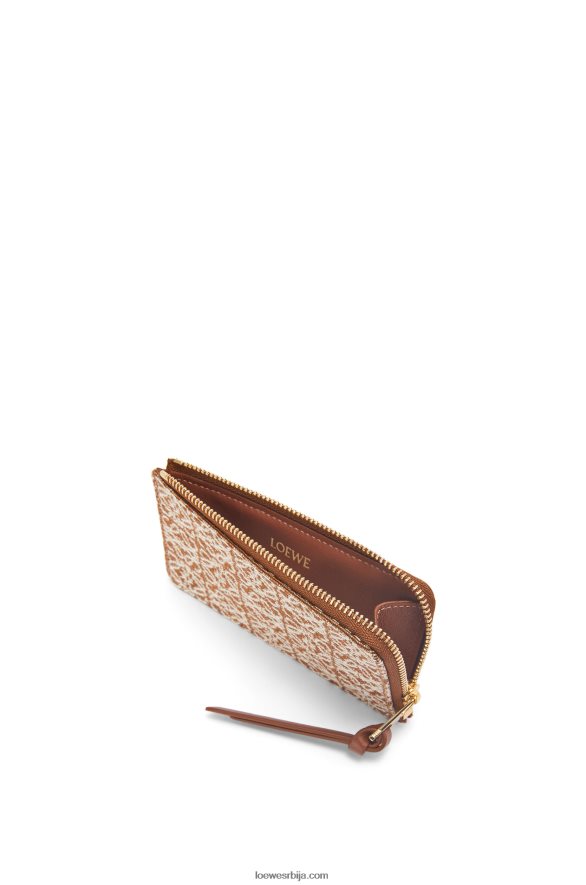 Loewe Жене држач картице за новчиће од жакарда и телеће коже тан/пецан HJTY1389