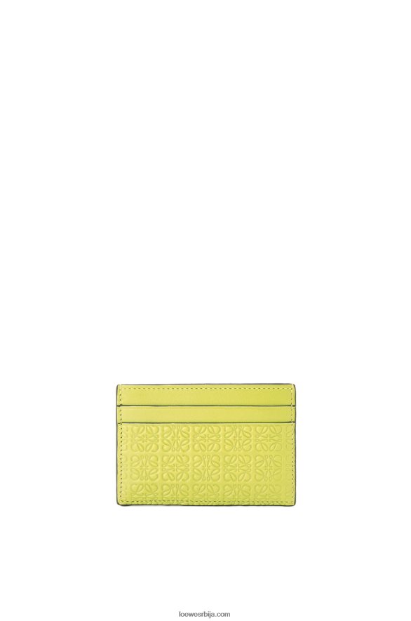 Loewe Жене понови обичан држач картице од рељефне свилене телеће коже лимето жута HJTY1401