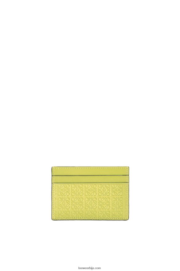 Loewe Жене понови обичан држач картице од рељефне свилене телеће коже лимето жута HJTY1401