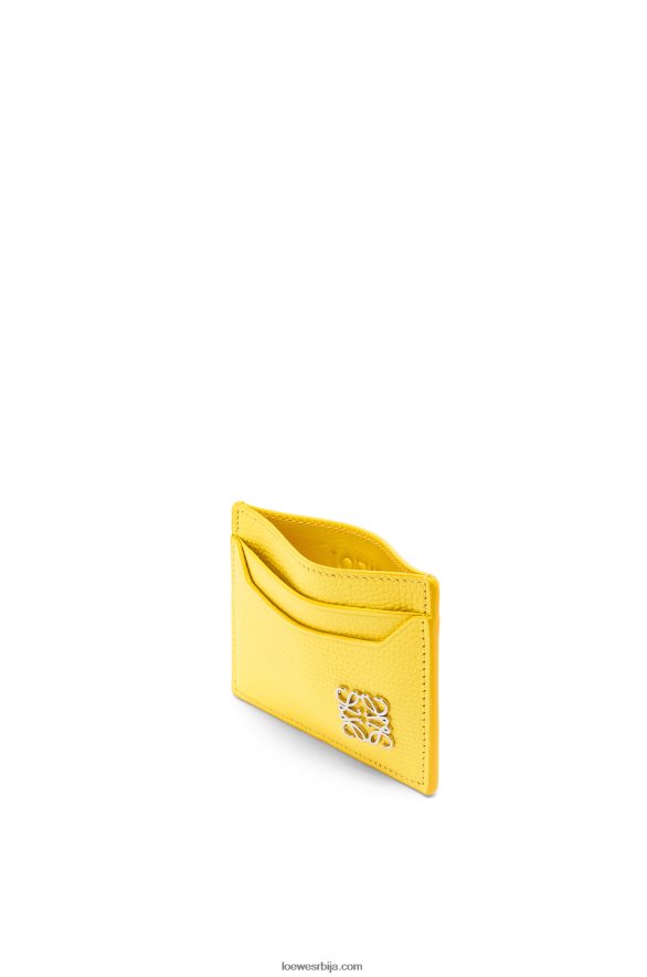 Loewe Жене анаграм обичан држач картице од шљунковите телеће коже лимун HJTY1402