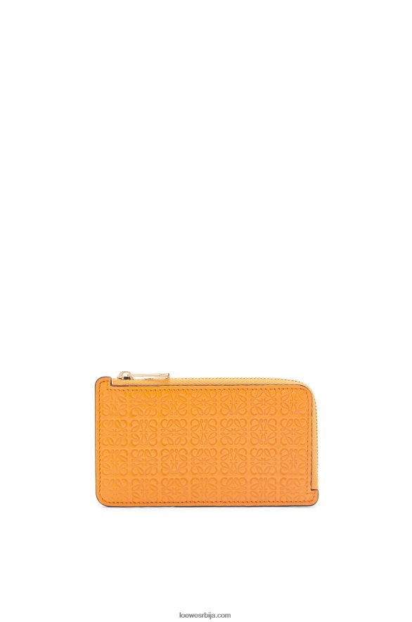 Loewe Жене држач картице за поновљени новчић од рељефне свилене телеће коже мандарина HJTY1405