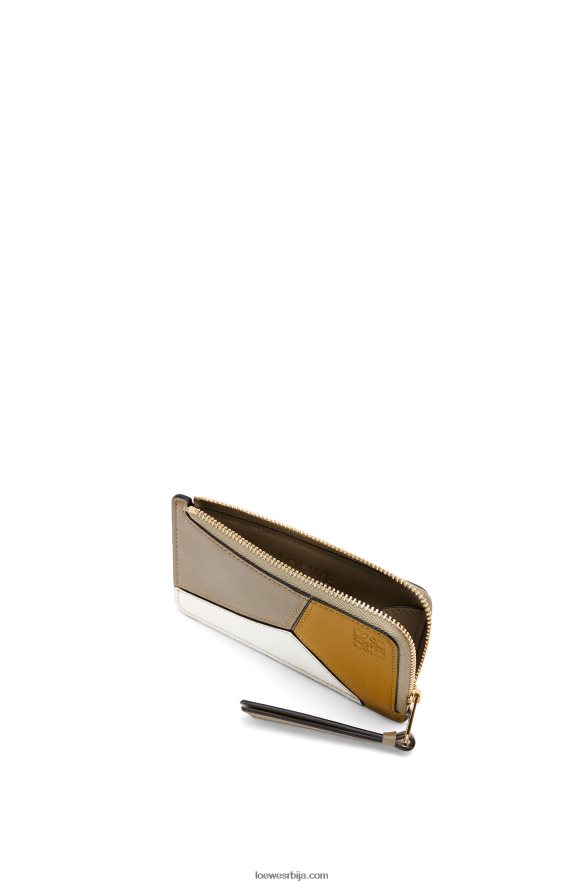 Loewe Жене слагалица држач картице од класичне телеће коже окер/лавор зелена HJTY1406