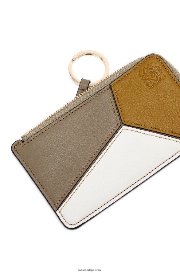 Loewe Жене слагалица држач картице од класичне телеће коже окер/лавор зелена HJTY1406