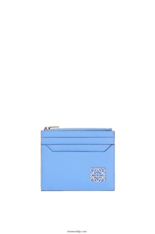 Loewe Жене анаграм квадратни зип држач картице од телеће коже од шљунчаног зрна целестинско плаво HJTY1413