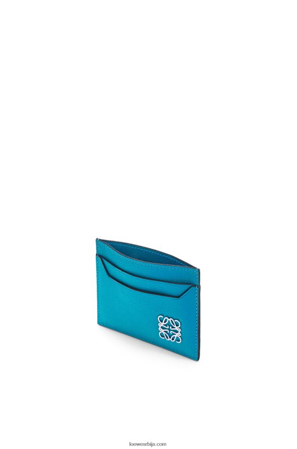 Loewe Жене анаграм обичан држач картице од шљунковите телеће коже лагуна плава HJTY1415