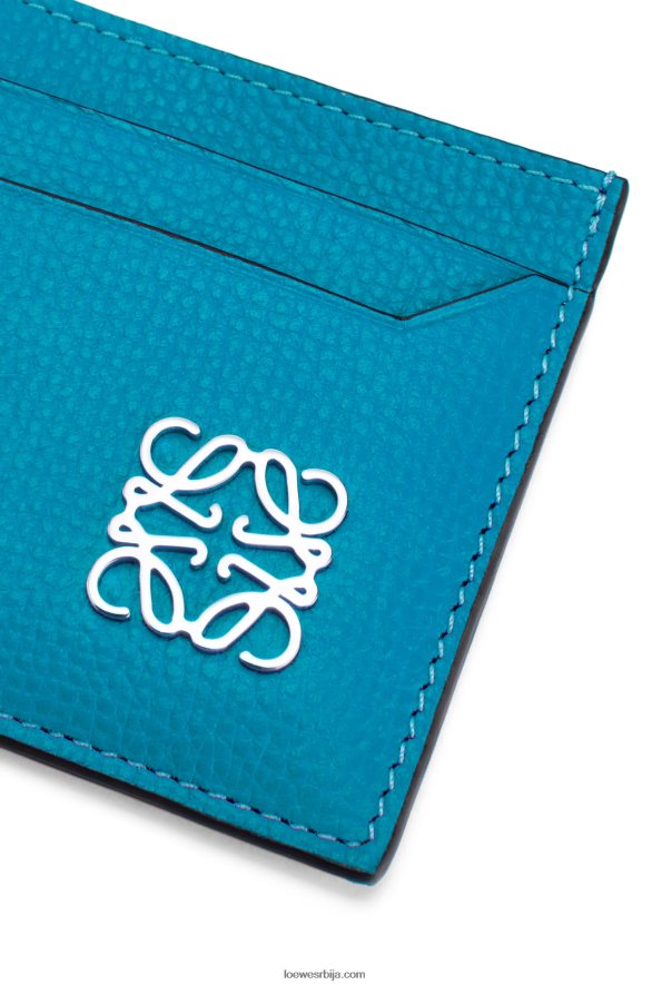 Loewe Жене анаграм обичан држач картице од шљунковите телеће коже лагуна плава HJTY1415