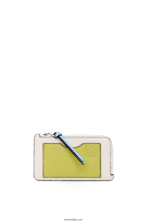 Loewe Жене држач картице за новчиће од мекане телеће коже мека бела/лимета жута HJTY1416
