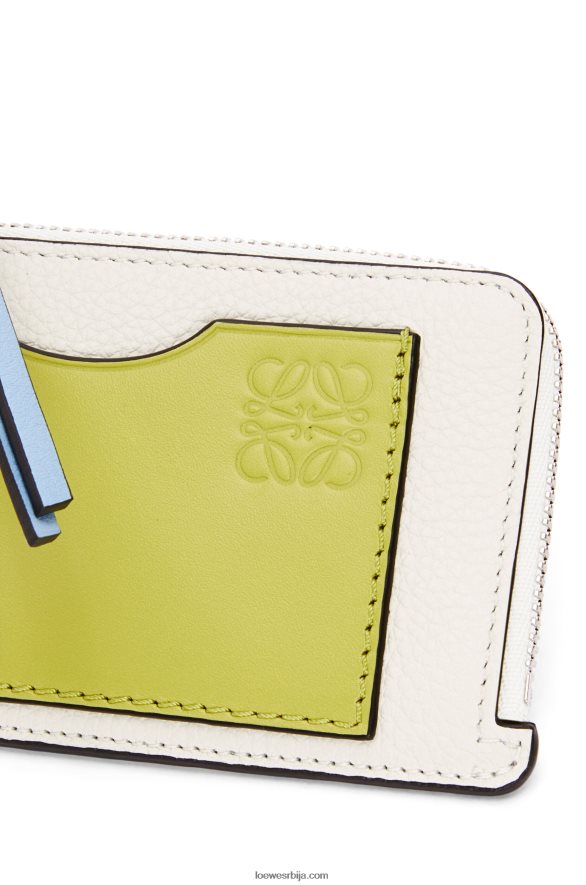 Loewe Жене држач картице за новчиће од мекане телеће коже мека бела/лимета жута HJTY1416