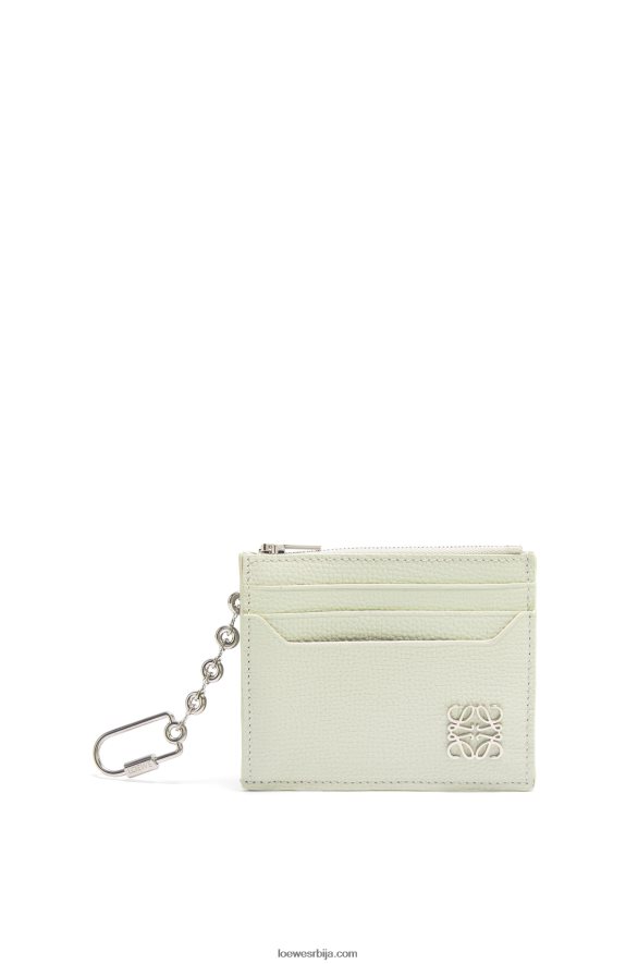 Loewe Жене анаграм квадратни држач картице од телеће коже од шљунчаног зрна са ланцем светли селадон HJTY1417
